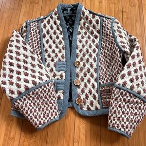 Reversible Veronica Beard Cotton Floral Cropped Jacket